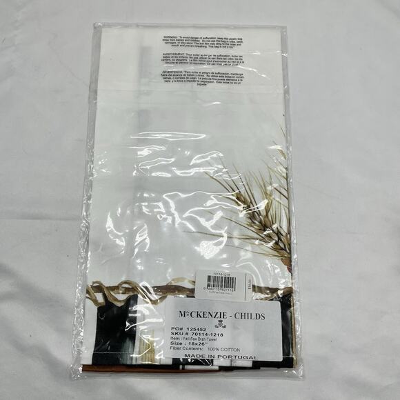 New MacKenzie-Childs Fall Fox Dish Towel Harvest Thanksgiving NWT 18x26 Cotton - Picture 3 of 5